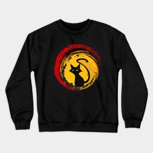 The black cat in the fire ball Crewneck Sweatshirt